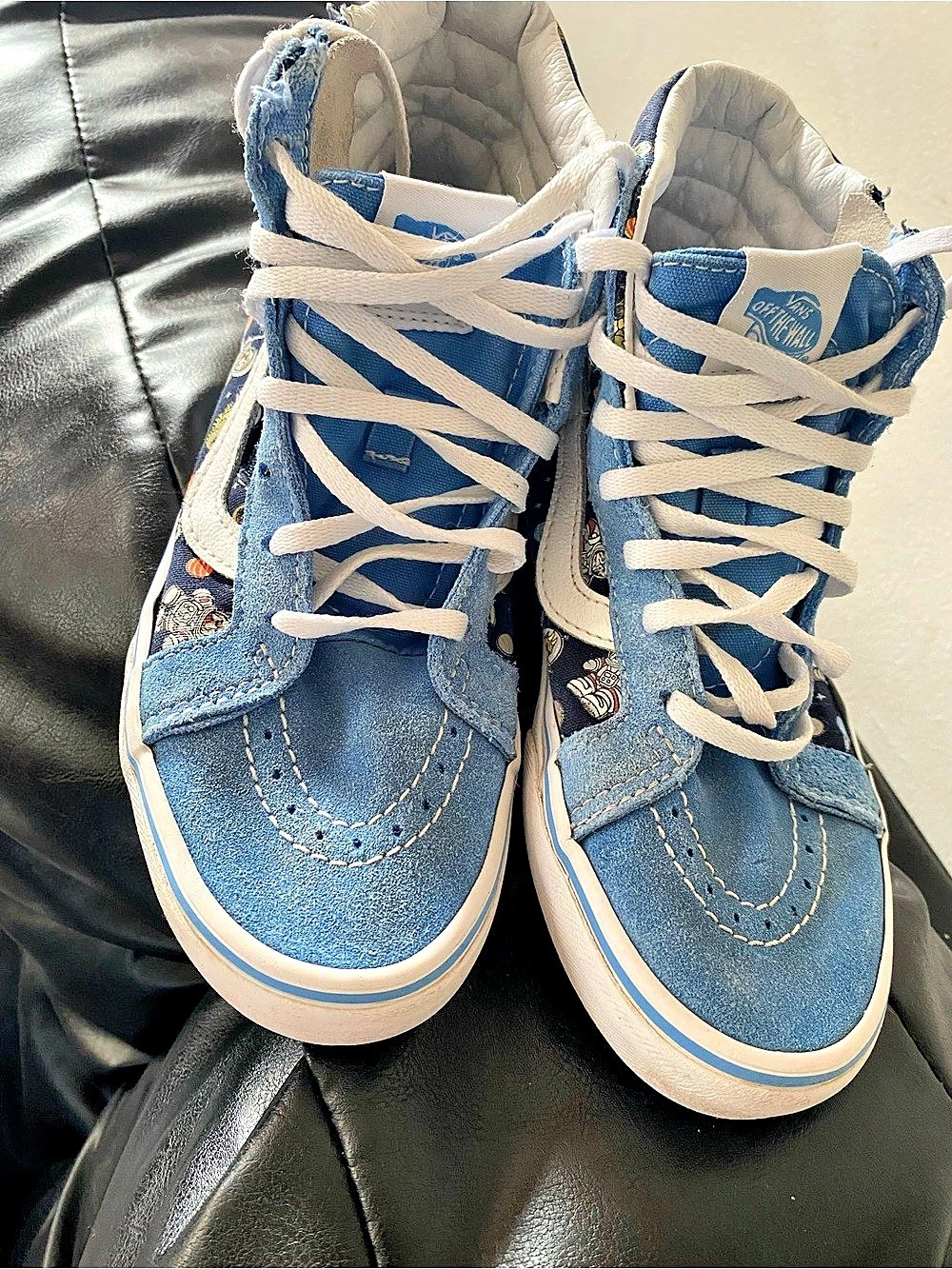Vans Sk8-Hi Zip Cosmic Zoo Kids Blue & White High Top Sneakers